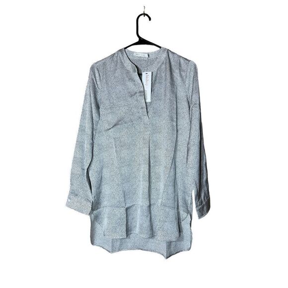 Bishop & Young Women’s Tunic Top Printed Satin Pullover White Micro Dot XS NWT‎ - Picture 1 of 10